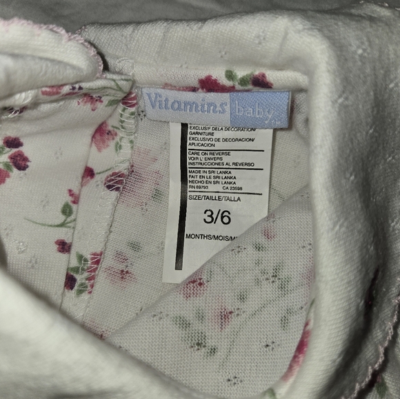 Vitamins Baby 2 Piece Outfit Baby Girl Onesie Flower Dress Pink  Month 3/6 M - Picture 5 of 9